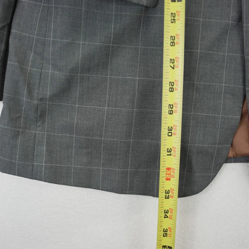 Jos. A. Bank Joseph Suit Jacket Mens 44L Windowpane 100% Wool Blazer 2-Button
